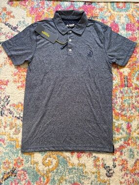 NWT Rugby University heathered navy polo